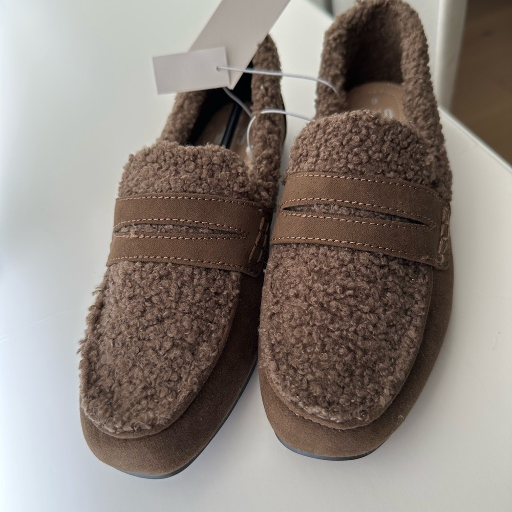 Loafers with Faux Shearling Detail